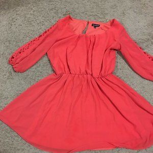 NWOT Sequin Hearts Orange Sheer Lined Dress
